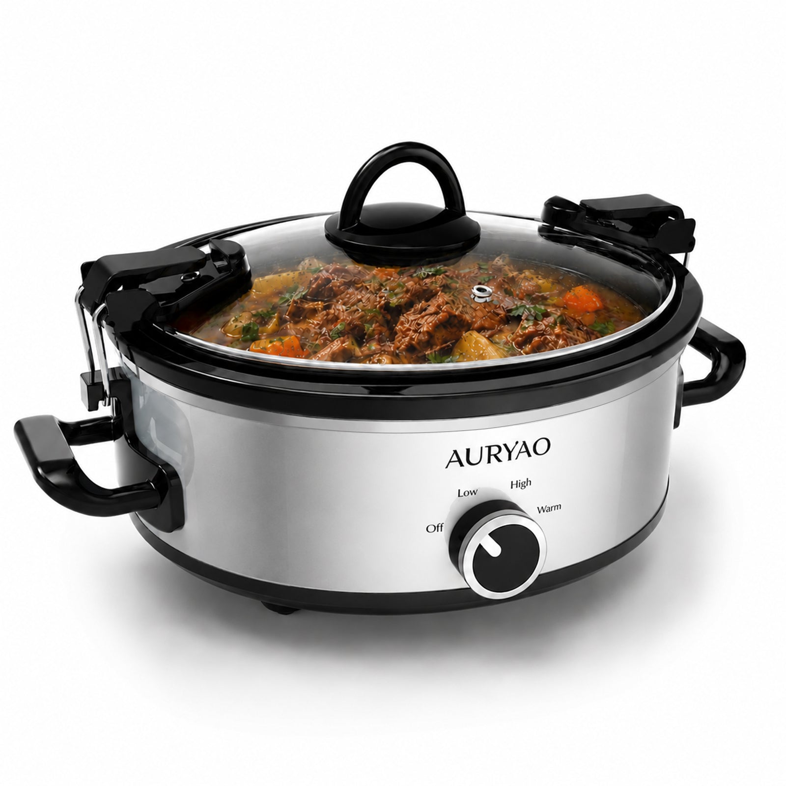 2.5QT Manual Sliver slow-cookers | Manual Controls with 3 Temperature Settings, Server People 3+, Dishwasher, Glass Lid