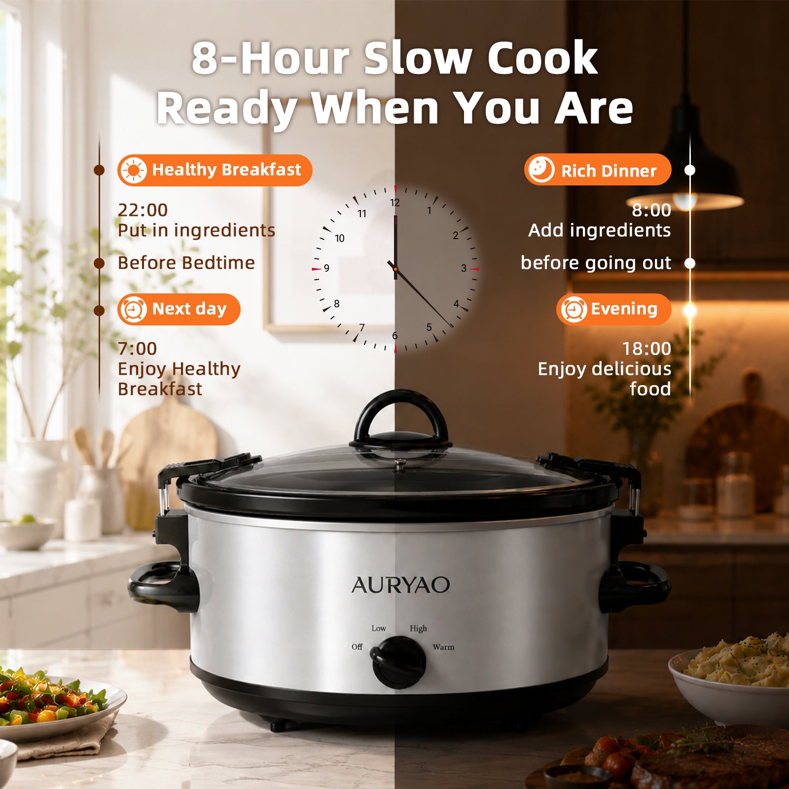 6QT Manual Sliver slow-cookers