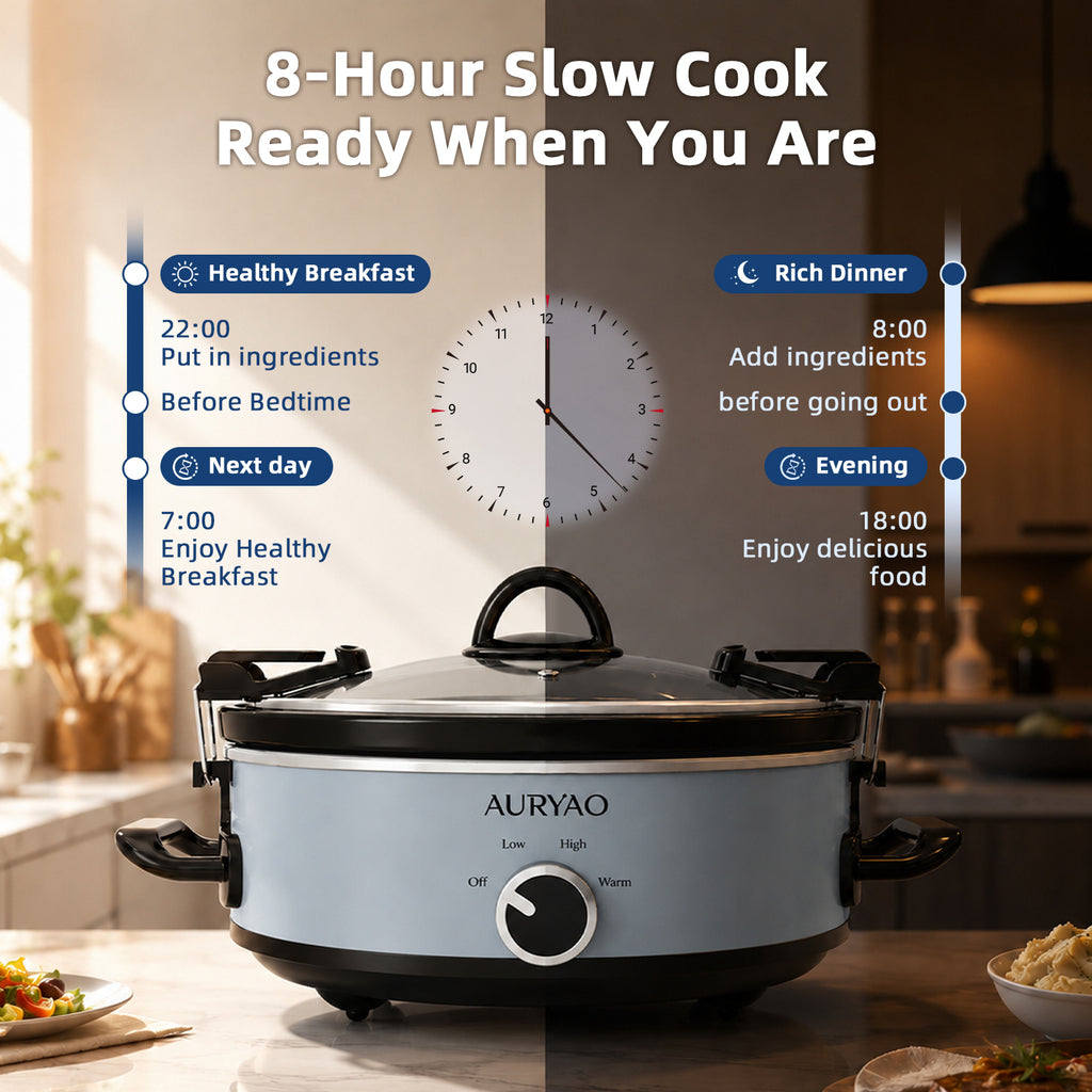 2.5QT Manual Gray slow-cookers | Family Size, Serves 3+ People, Removable Stoneware with Warming Setting