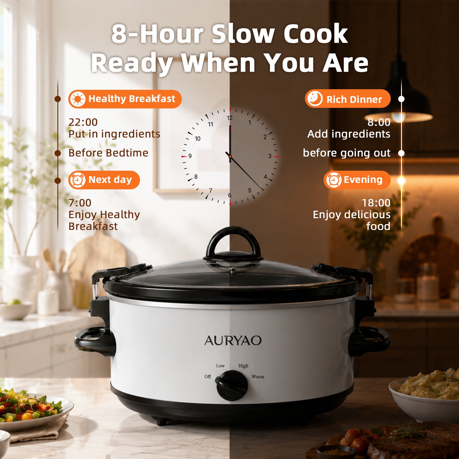 6QT Manual White slow-cookers