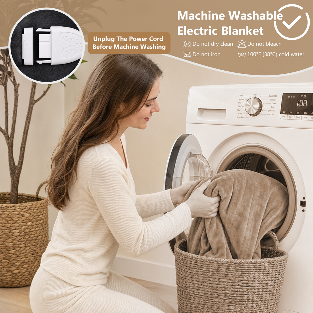 Latte-Colored Flannel Electric Blanket (Q-90×100)