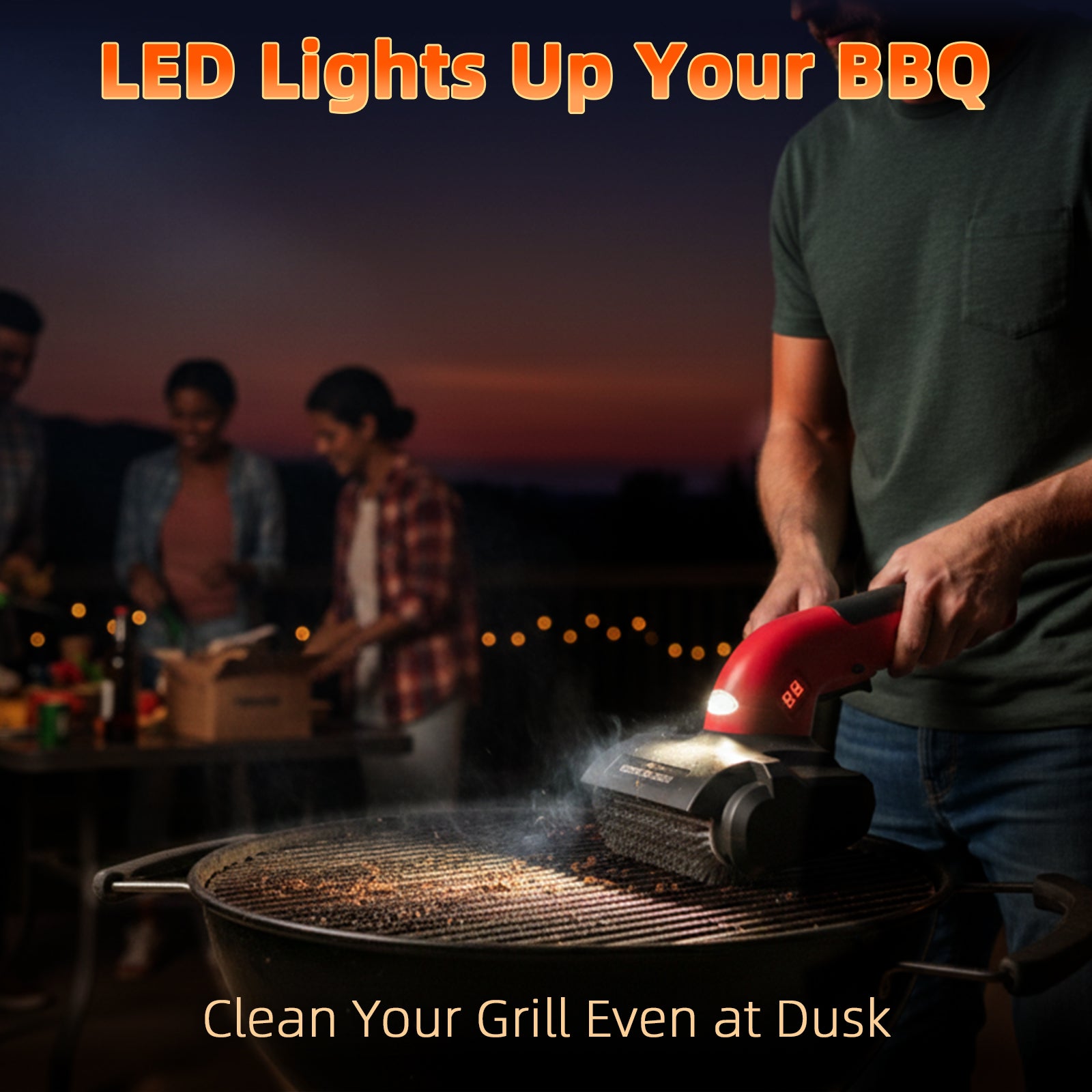 Electric Grill Brush for Outdoor, Upgraded BBQ Grill Cleaner with 3 Heads, 1200 RPM Speed, 304 Stainless Steel Bristle, Cordless & Type-C Rechargeable Grill Cleaning Tool