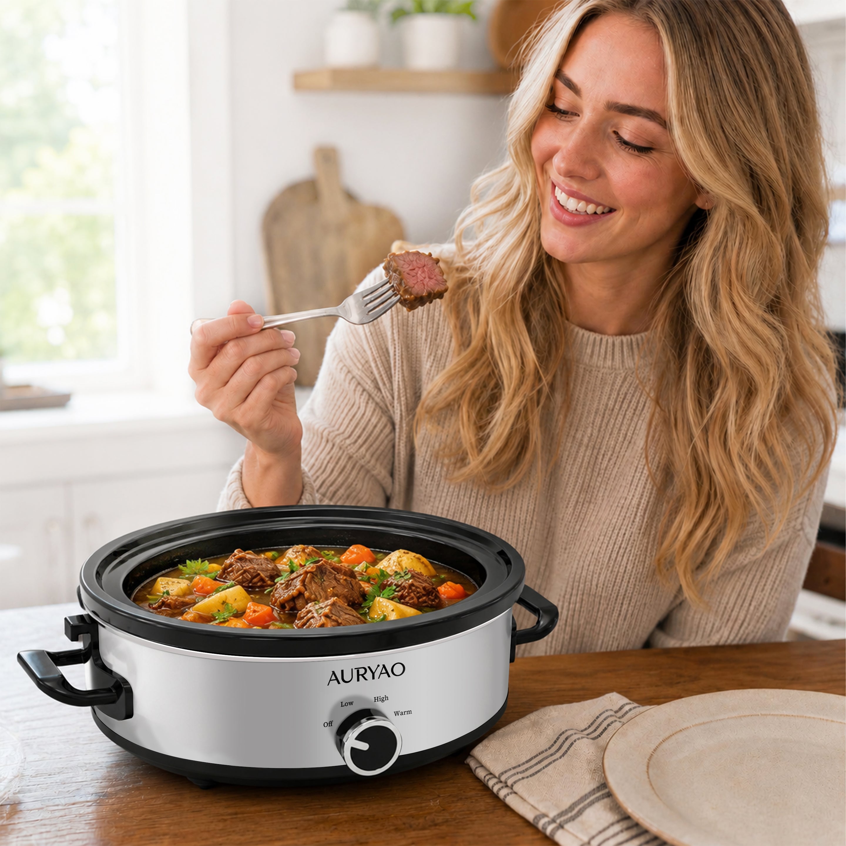2.5QT Manual Sliver slow-cookers | Manual Controls with 3 Temperature Settings, Server People 3+, Dishwasher, Glass Lid
