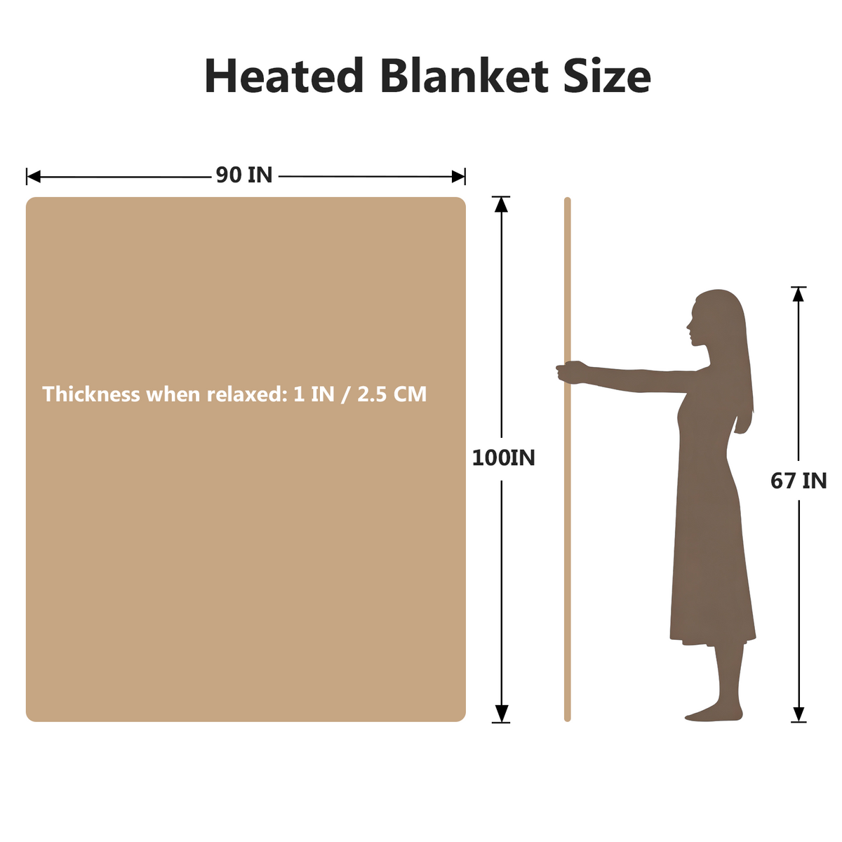 Latte-Colored Flannel Electric Blanket (Q-90×100)