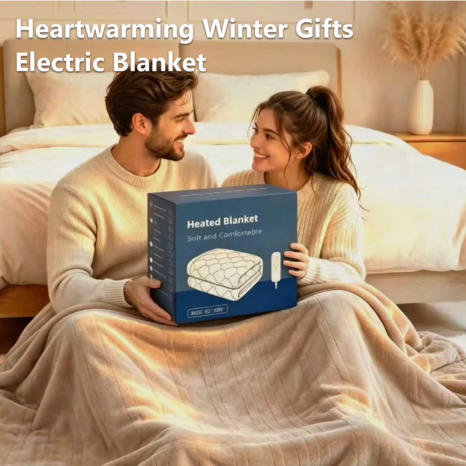Latte-Colored Flannel Electric Blanket (Q-90×100)
