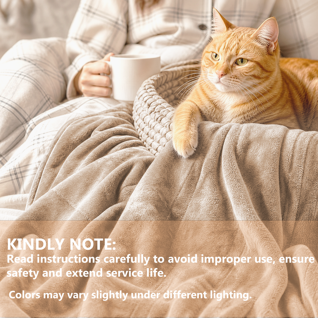 Latte-Colored Flannel Electric Blanket (Q-90×100)